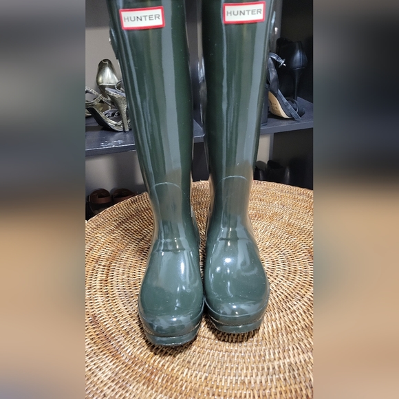 Hunter Tall Rain Boots Sz 6 Green - Picture 3 of 6